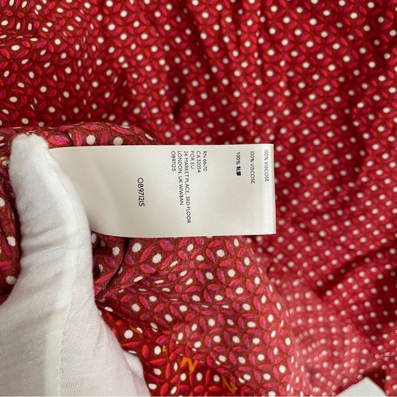 Maeve Anthropologie Red Orange Tie Front Mixed Pattern Skirt - Picture 8 of 8